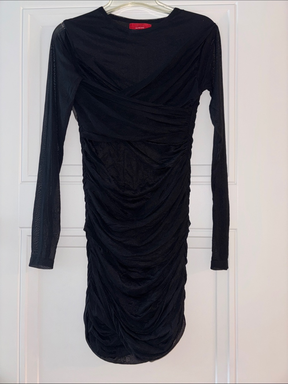 Saks Fifth Avenue Red Label Ruched Mesh Long Sleeve Mini Dress